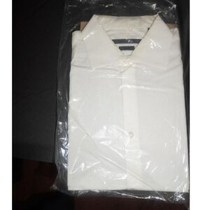 John Varvatos Slim Fit Dress Shirt White Textured Long Sleeve Button Up Men 15.5